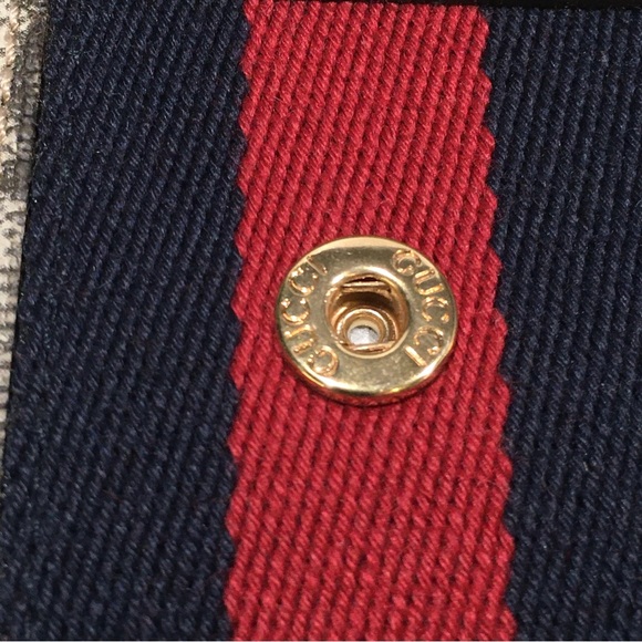 GUCCI GG SUPREME WEB SNAP FLAP OPHIDIA WALET -BEIGE LEATHER / CANVAS -NEW - Picture 8 of 10